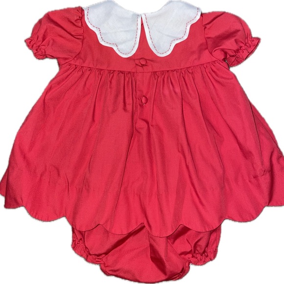 Petit Ami newborn Christmas tree Santa dress with bonnet and bloomers - Picture 2 of 6